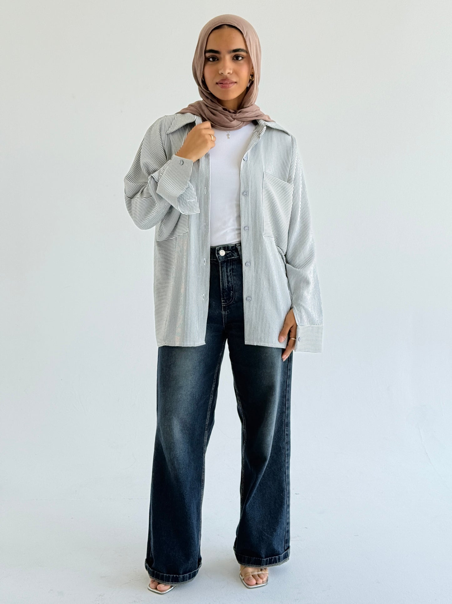 TAWA Striped Oversize Black Women's Shirt