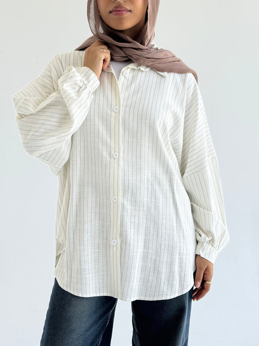TAWA Women's Striped Linen Shirt