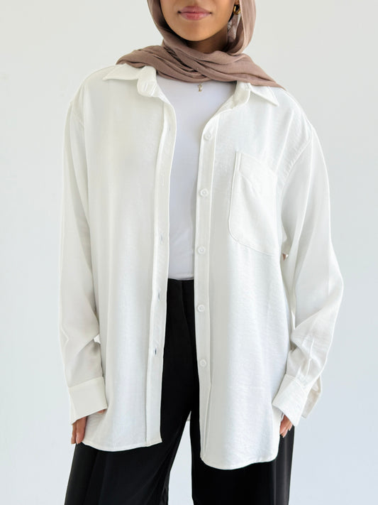 TAWA Oversized Women's White Shirt